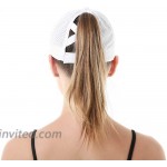 Women Quick-Dry Ponytail Baseball-Cap Summer Mesh Criss-Cross Baseball-Hat White Medium Numeric 7 and 1 Quarter at Women’s Clothing store