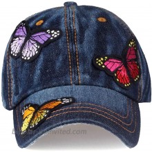 Womens Chic Butterfly-Stick Denim Baseball Cap Outdoor Anti-Sun Snapback Hat Blue5 One Size at  Women’s Clothing store