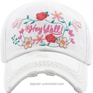 Women's Floral Hey Y'all Southern Vintage Baseball Hat Cap White at  Women’s Clothing store
