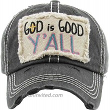Women's God is Good Y'all Vintage Baseball Hat Cap Black at  Women’s Clothing store