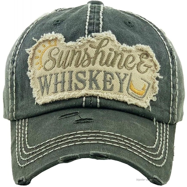 Women's Sunshine & Whiskey Vintage Baseball Hat Cap Black Tan at Women’s Clothing store
