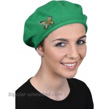 100% Cotton Beret French Ladies Hat with Army Butterfly Applique-Green at  Women’s Clothing store