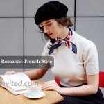 4 Sets French Beret Hat for Women Wool Beret Hat with Square Satin Neck Scarf Beret Beanie Hats 19.7 x 19.7 Inches Neck Head Scarf for Women at Women’s Clothing store