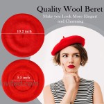 4 Sets French Beret Hat for Women Wool Beret Hat with Square Satin Neck Scarf Beret Beanie Hats 19.7 x 19.7 Inches Neck Head Scarf for Women at Women’s Clothing store