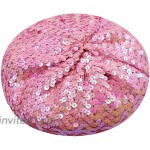 AIBEARTY Women Girls Sparkly Sequin Beret Hat Fashion Fun Stretch Beanie Cap Headwear for Festival Party Club Halloween Pink at Women’s Clothing store