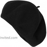 AIYUE Women Men Warm Beanie Hat Solid Color Wool French Beret Artist Painter Fancy Dress Costumes Black Black 10.6 in at Women’s Clothing store