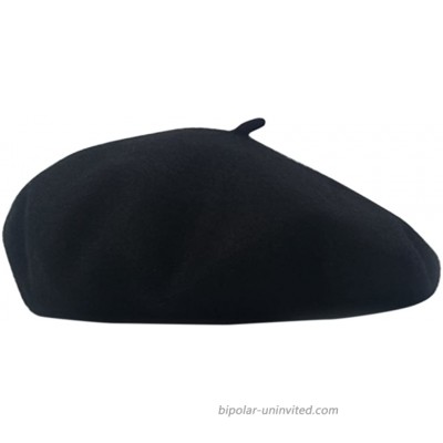 AIYUE Women Men Warm Beanie Hat Solid Color Wool French Beret Artist Painter Fancy Dress Costumes Black Black 10.6 in at  Women’s Clothing store