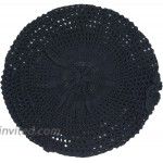 an Womens Crochet Flower Beanie Hats Lightweight Cutout Knit Beret Fashion Cap One Size 5110F-Black at Women’s Clothing store