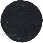 an Womens Knit Hats Flower Black Diamond Weave Crochet Summer Beret Hat Beanie at Women’s Clothing store