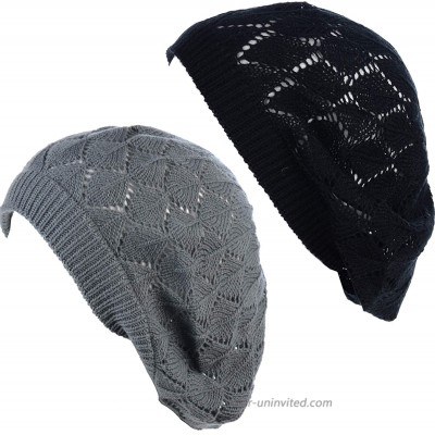 an Womens Lightweight Cut Out Knit Beanie Beret Cap Crochet Hat - Many Styles One Size 2681BKCHAR at  Women’s Clothing store