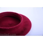 Bonaweite French Wool Berets Hat Classic Fashion Warm Beanie Cap for Girls Wine Red