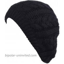 BYOS Women's Winter Fleece Lined Urban Boho Slouchy Cable Knit Beret Beanie Hat at  Women’s Clothing store
