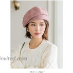 Civei Women's Net Star Style Versatile Plaid Beret Outdoor Newsboy Painter Hat Pink at Women’s Clothing store