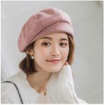 Civei Women's Net Star Style Versatile Plaid Beret Outdoor Newsboy Painter Hat Pink at Women’s Clothing store