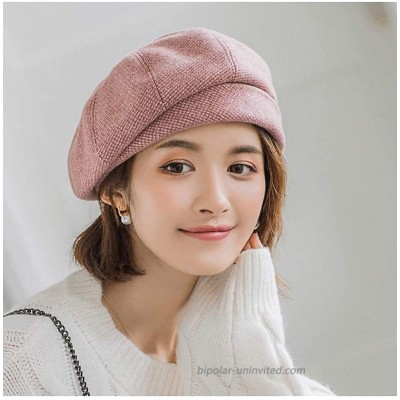 Civei Women's Net Star Style Versatile Plaid Beret Outdoor Newsboy Painter Hat Pink at  Women’s Clothing store