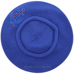 Cotton Ladies Beret with Large Anchor Applique-Light Navy at  Women’s Clothing store