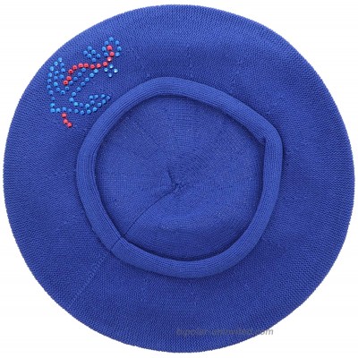Cotton Ladies Beret with Large Anchor Applique-Light Navy at  Women’s Clothing store