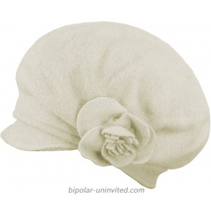 Dahlia Womens Beret & Beanie w Visor - Wool Reversible Winter Hat Flower Wht at  Women’s Clothing store