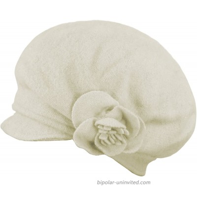 Dahlia Womens Beret & Beanie w Visor - Wool Reversible Winter Hat Flower Wht at  Women’s Clothing store