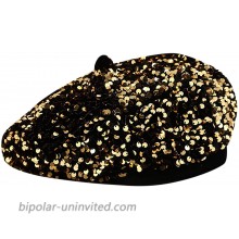 Eilova Orityle Women Beret Hat Glitter Sequins French Style Beanie Cap Adjustable Fashion Shimmer Hat for Girls Ladies Gold at  Women’s Clothing store