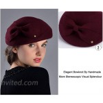 F FADVES Womens Wool Felt French Berets Bowler Hat Artist Boina Bowknot Cap Navy at Women’s Clothing store