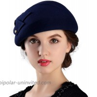 F FADVES Womens Wool Felt French Berets Bowler Hat Artist Boina Bowknot Cap Navy at  Women’s Clothing store