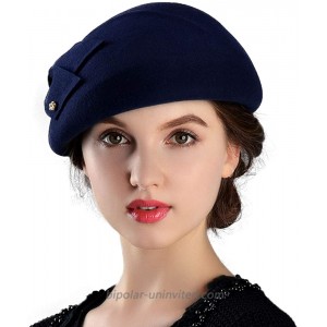 F FADVES Womens Wool Felt French Berets Bowler Hat Artist Boina Bowknot Cap Navy at  Women’s Clothing store