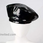 FENICAL PU Leather Beret Outdoor Casual Hat Fashion Temperament Stewardess Hat Black