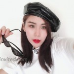FENICAL PU Leather Beret Outdoor Casual Hat Fashion Temperament Stewardess Hat Black