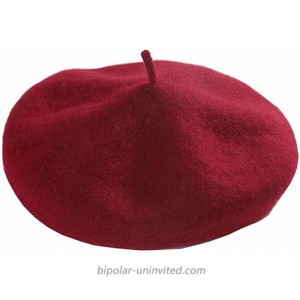 French Beret Wool Beanies Hat Solid Color Lightweight Casual Hat Red