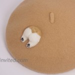 Handmade Corgi Buttocks Beret Hat Vintage Painter Wool Cap Cartoon Animal at Women’s Clothing store