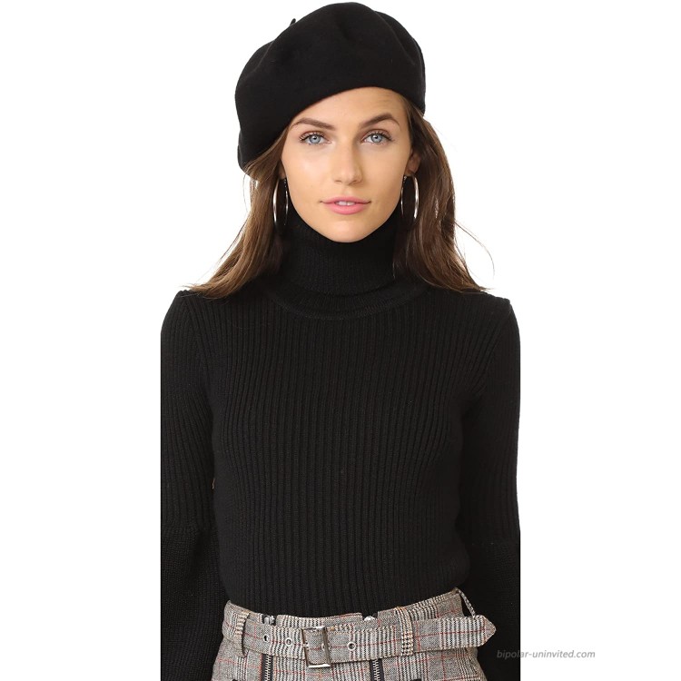 Hat Attack Women's Wool Beret Black One Size at Women’s Clothing store