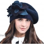 HISSHE Lady French Beret 100% Wool Beret Chic Beanie Winter Hat HY023 Navy at Women’s Clothing store