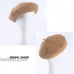 JH JOEJERRY Straw Beret Summer French Beret Hats for Women Artist Crochet Beret Khaki at Women’s Clothing store