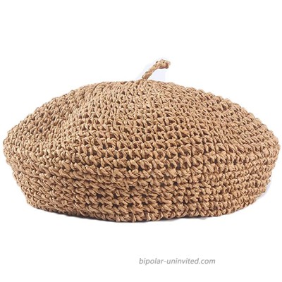 JH JOEJERRY Straw Beret Summer French Beret Hats for Women Artist Crochet Beret Khaki at  Women’s Clothing store