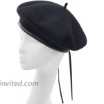 JOYHY Women's Adjustable Solid Color Wool Artist French Beret Hat Black at Women’s Clothing store