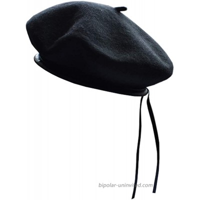 JOYHY Women's Adjustable Solid Color Wool Artist French Beret Hat Black at  Women’s Clothing store