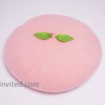 Kawaii Handmade Cartoon Beret Hat Green Leaves Fruit Cosplay Vintage Lolita Mori Girl Wool Cap Gift Pink at Women’s Clothing store