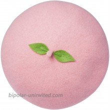 Kawaii Handmade Cartoon Beret Hat Green Leaves Fruit Cosplay Vintage Lolita Mori Girl Wool Cap Gift Pink at  Women’s Clothing store