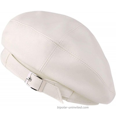 KENNEDY US Faux Leather Solid Military Beret Hat for Women Girls Retro Style British Beanie Hat Cap White at  Women’s Clothing store