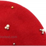 Kids Wool Beret Hat French Style Girls Pearl Beret Hat Cute Artist Cap Classic Solid Color Warm Beanie Headwear Red at Women’s Clothing store