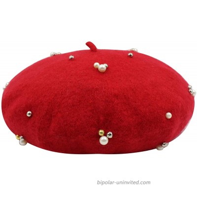 Kids Wool Beret Hat French Style Girls Pearl Beret Hat Cute Artist Cap Classic Solid Color Warm Beanie Headwear Red at  Women’s Clothing store