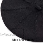 LADYBRO 2 Layers French Beret Hats for Women Warm Cable Knit Beret Wool Beret Soft Hat Black at Women’s Clothing store