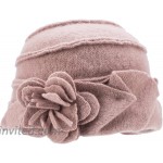 Lawliet Solid Color 1920s Womens 100% Wool Flower Winter Bucket Cap Beret Hat A376 Khaki at Women’s Clothing store