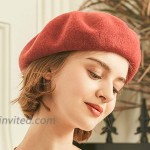 LEISUREWEEK Beret Hat French Style Beanie Cap Solid Color Winter Hat for Women and Girls Casual Use Brown at Women’s Clothing store