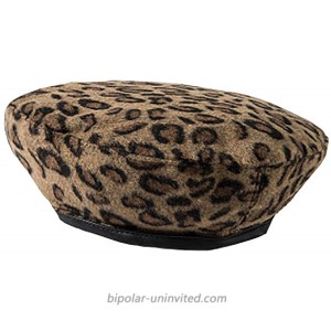 Leopard Grain Pattern French Beret Lightweight Casual Classic Solid Color Winter Warm Cap Beanie for Women Girls Brown at  Women’s Clothing store