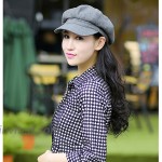 LerBen Women Girls Fashion Classic Knitted Warm Peaked Beret Hat Flat Caps Black at Women’s Clothing store