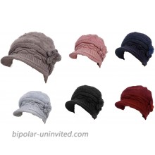 New Women Fashion Fur Knit Beret Flower Multicolored Hats Fur Lining Mauve Pink at  Women’s Clothing store