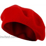 NOLLIA Women's Solid Color French Beret Wool Material. Classic French Casual and Chic Lightweight Beanie Cap Hat Red at Women’s Clothing store