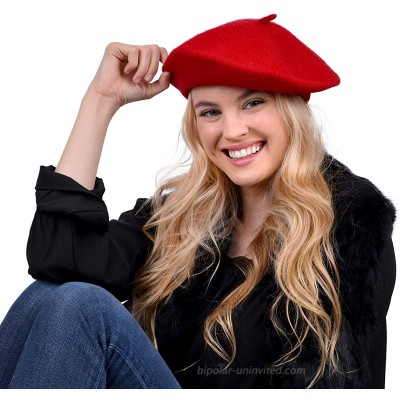 NOLLIA Women's Solid Color French Beret Wool Material. Classic French Casual and Chic Lightweight Beanie Cap Hat Red at  Women’s Clothing store